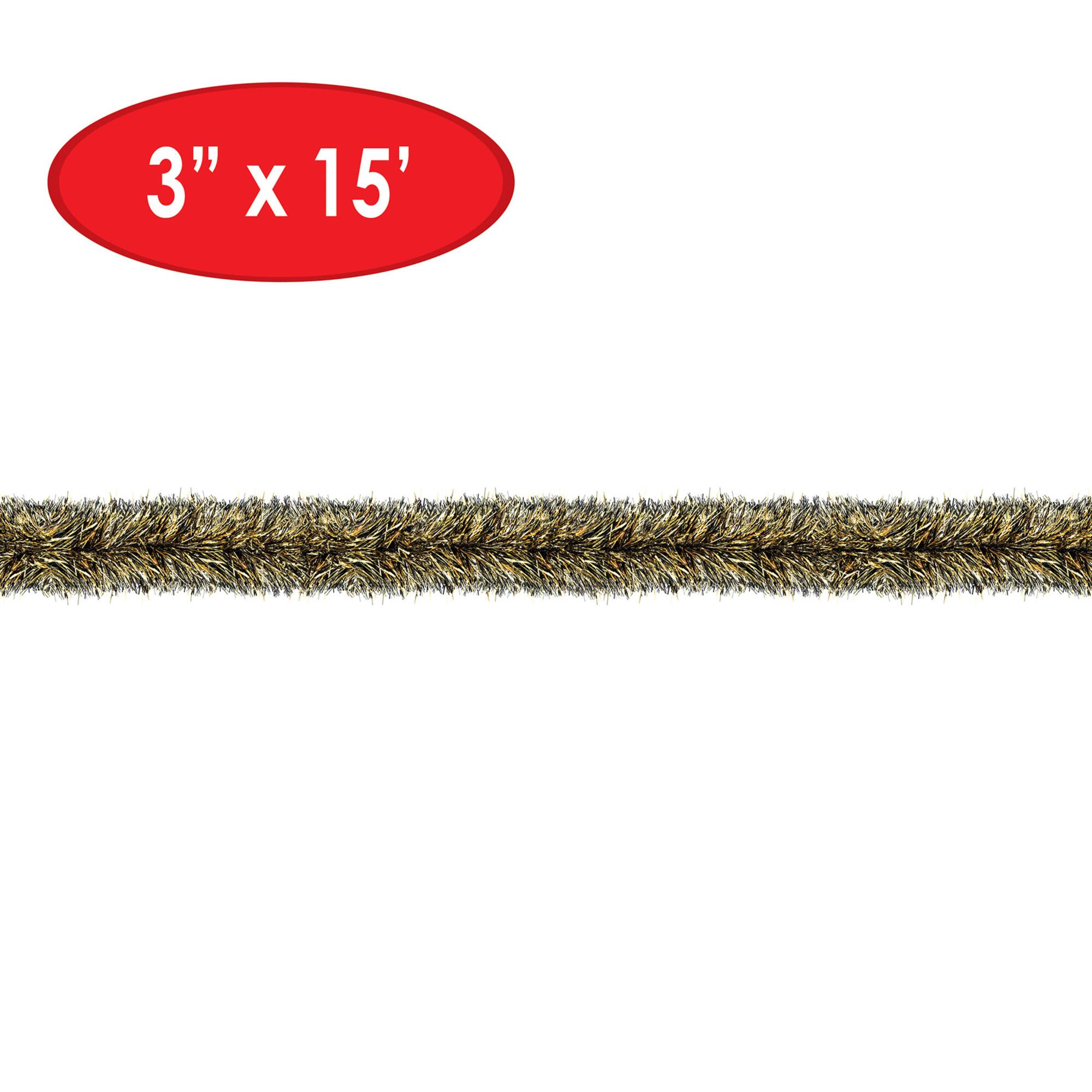 Beistle 15ft. Black & Gold Metallic Tinsel Garland